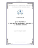 Luận văn Thạc sĩ Kinh tế: Quản trị nợ xấu tại chi nhánh Ngân hàng Chính Sách Xã Hội tỉnh Bến Tre