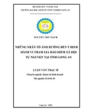 Luận văn Thạc sĩ Kinh tế: Những nhân tố ảnh hưởng đến ý định hành vi tham gia bảo hiểm xã hội tự nguyện tại tỉnh Long An