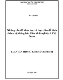 Luận văn Thạc sĩ Kinh tế chính trị: Những vấn đề khoa học và thực tiễn để hình thành hệ thống bảo hiểm thất nghiệp ở Việt Nam