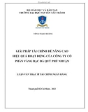 Luận văn Thạc sĩ Tài chính ngân hàng: Giải pháp tài chính để nâng cao hiệu quả hoạt động của Công ty cổ phần Vàng bạc đá quý Phú Nhuận