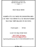 Luận văn Thạc sĩ Kế toán: Nghiên cứu các nhân tố ảnh hưởng đến cấu trúc tài chính của các doanh nghiệp May mặc trên địa bàn TP. Đà Nẵng