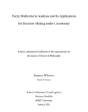 Doctoral thesis of Philosophy: Fuzzy multicriteria analysis and its applications for decision making under uncertainty