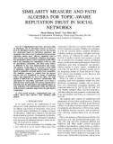 Similarity measure and path algebra for topic aware reputation trust in social networks