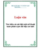 Luận văn: Tìm hiểu và cài đặt một số thuật toán phân cụm dữ liệu cơ bản