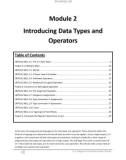 Module 2 Introducing Data Types and Operators