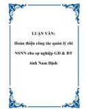 LUẬN VĂN: Hoàn thiện công tác quản lý chi NSNN cho sự nghiệp GD & ĐT tỉnh Nam Định