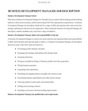 Business Development Manager job description