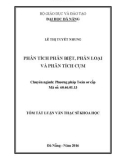 Tóm tắt Luận văn Thạc sĩ Khoa học: Phân tích phân biệt, phân loại và phân tích cụm