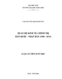 Luận án tiến sĩ Sử học: Quan hệ kinh tế, chính trị Hàn Quốc - Nhật Bản (1980 - 2013)