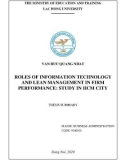 Thesis summary: Roles of information technology and lean management in firm performance - Study in Ho Chi Minh city