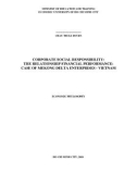 Ph.D thesis summary Economic phylosophy: Corporate social responsibility - The relationship financial performance - Case of Mekong delta enterprises - Vietnam