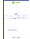 REPORT on Water quality assessment and Recommendation on treatment solutions, monitoring the water quality in Huong Khe and Vu Quang Districts, Ha Tinh Province