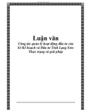 Luận văn: Công tác quản lý hoạt động đầu tư của Sở Kế hoạch và Đầu tư Tỉnh Lạng Sơn: Thực trạng và giải pháp