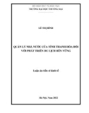 Luận án Tiến sĩ Kinh tế: Quản lý nhà nước của tỉnh Thanh Hóa đối với phát triển du lịch bền vững