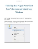 Thêm tùy chọn Open PowerShell here vào menu ngữ cảnh Windows