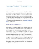 Lựa chọn Windows 7 32 bit hay 64 bit?