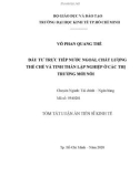 Tóm tắt luận án Tiến sĩ Kinh tế: Đầu tư trực tiếp nước ngoài, chất lượng thể chế và tinh thần lập nghiệp ở các thị trường mới nổi