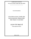 Luận văn Thạc sĩ Việt Nam học: Làng nón Ba Giang, xã Phù Việt, huyện Thạch Hà, tỉnh Hà Tĩnh: Thực trạng và giải pháp