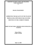 Brief of Doctoral dissertation in Political Science: Improving the quality of the propaganda officers of Quang Binh province in the current period