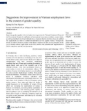 Suggestions for improvement in Vietnam employment laws in the context of gender equality