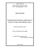 Luận văn Thạc sĩ Luật học: Bảo đảm quyền tham gia chính trị của phụ nữ từ thực tiễn tỉnh Bắc Giang