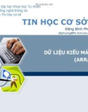 Bài giảng Tin học cơ sở A: Dữ liệu kiểu mảng (Array) - Đặng Bình Phương