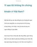 Vì sao tôi không tin chứng khoán ở Việt Nam?