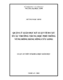 Luận án Tiến sĩ Khoa học giáo dục: Quản lý giáo dục kỷ luật tích cực ở các trường trung học phổ thông vùng Đồng bằng sông Cửu Long