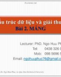 Bài giảng Cấu trúc dữ liệu và giải thuật – Bài 2: Mảng