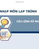 Bài giảng Nhập môn lập trình: Câu lệnh rẽ nhánh - Nguyễn Đình Hưng