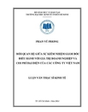 Luận văn Thạc sĩ Kinh tế: Mối quan hệ giữa sự kiêm nhiệm giám đốc điều hành với giá trị doanh nghiệp và chi phí đại diện của các công ty Việt Nam