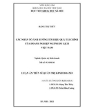 Luận án Tiến sĩ Quản trị kinh doanh: Các nhân tố ảnh hưởng tới hiệu quả tài chính của doanh nghiệp ngành du lịch Việt Nam