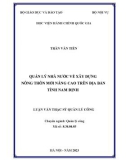 Tóm tắt Luận văn Thạc sĩ Quản lý công: Quản lý nhà nước về Xây dựng Nông thôn Mới Nâng cao trên địa bàn tỉnh Nam Định