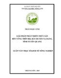 Luận văn Thạc sĩ Kinh tế nông nghiệp: Giải pháp phát triển thủy sản bền vững trên địa bàn huyện Na Hang, tỉnh Tuyên Quang