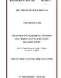 Tóm tắt Luận văn Thạc sĩ Quản lý công: Ứng dụng công nghệ thông tin trong hoạt động của Ủy ban nhân dân quận Phú Nhuận, thành phố Hồ Chí Minh