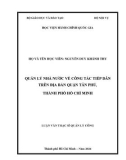 Luận văn Thạc sĩ Quản lý công: Quản lý nhà nước về công tác tiếp dân trên địa bàn quận Tân Phú, Thành phố Hồ Chí Minh