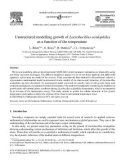 Unstructured modelling growth of Lactobacillus acidophilus as a function of the temperature