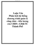 Luận Văn: Phân tích hệ thống chương trình quản lý công chức - tiền lương của UBDS –GĐ&TE Thành Phố