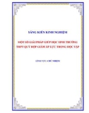 Sáng kiến kinh nghiệm THPT: Một số giải pháp giúp học sinh tại Trường THPT Quỳ Hợp giảm áp lực trong học tập