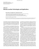 Báo cáo hóa học: Editorial Wireless Location Technologies and Applications