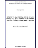 Luận văn Thạc sĩ Kinh tế: Đầu tư và hạn chế tài chính - Sự ảnh hưởng của quản trị vốn luân chuyển - Nghiên cứu thực nghiệm tại Việt Nam