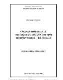 Luận văn: CÁC BIỆN PHÁP QUẢN LÝ HOẠT ĐỘNG TỰ HỌC CỦA HỌC SINH TRƯỜNG VĂN HOÁ I - BỘ CÔNG AN