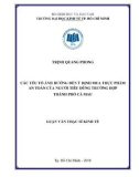 Luận văn Thạc sĩ Kinh tế: Các yếu tố ảnh hưởng đến ý định mua thực phẩm an toàn của người tiêu dùng trường hợp thành phố Cà Mau