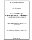 Luận văn Thạc sĩ Quản trị nhân lực: Nâng cao hiệu quả sử dụng lao động tại Bệnh viện Tai Mũi Họng Trung ương