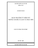 Luận văn Thạc sĩ Luật học: Quản trị công ty niêm yết - những vấn đề lý luận và thực tiễn