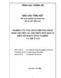 Nghiên cứu ứng dụng phương pháp tính chỉ tiêu giá trị trên một đơn vị diện tích đất nông nghiệp và thủy sản