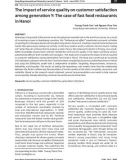 The impact of service quality on customer satisfaction among generation Y: The case of fast food restaurants in Hanoi