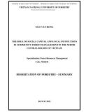 Dissertation of forestry - Summary: The role of social capital and local institutions in community forest management in the north central region of Vietnam