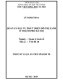 Tóm tắt luận án Tiến sĩ Kinh tế: Quản lý đầu tư phát triển đô thị xanh ở thành phố Hà Nội