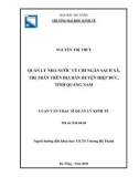 Luận văn Thạc sĩ Quản lý kinh tế: Quản lý nhà nước về chi ngân sách xã, thị trấn trên địa bàn huyện Hiệp Đức, tỉnh Quảng Nam